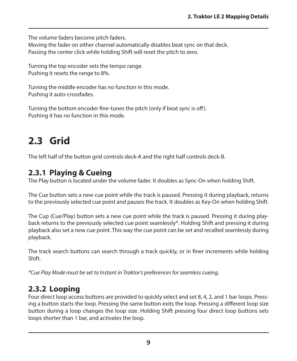 3 grid, 1 playing & cueing, 2 looping | Electrix Tweaker Traktor Reference User Manual | Page 9 / 19