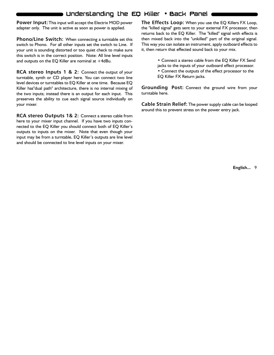 Electrix EQ Killer User Manual | Page 9 / 18
