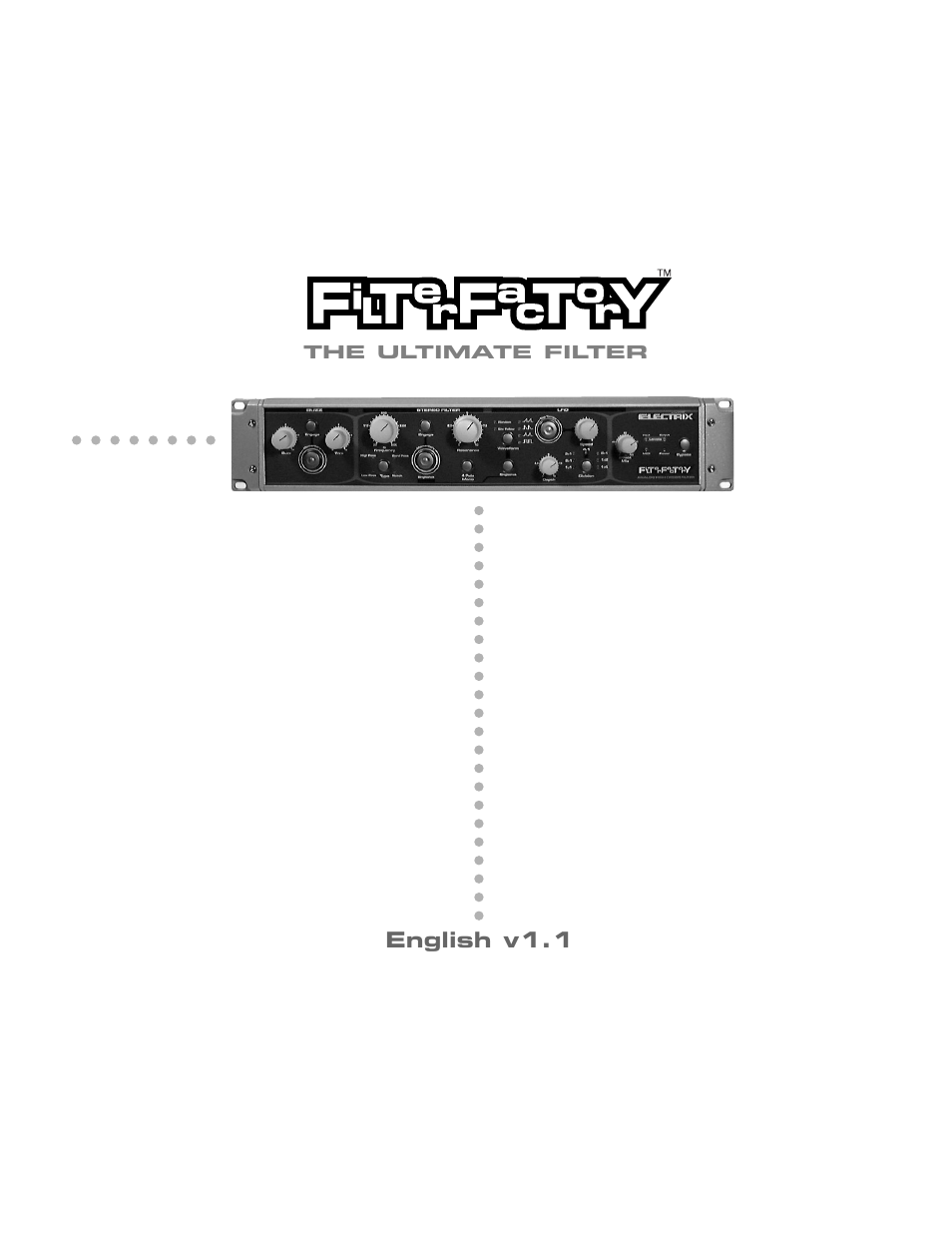 Electrix Filter Factory User Manual | 19 pages