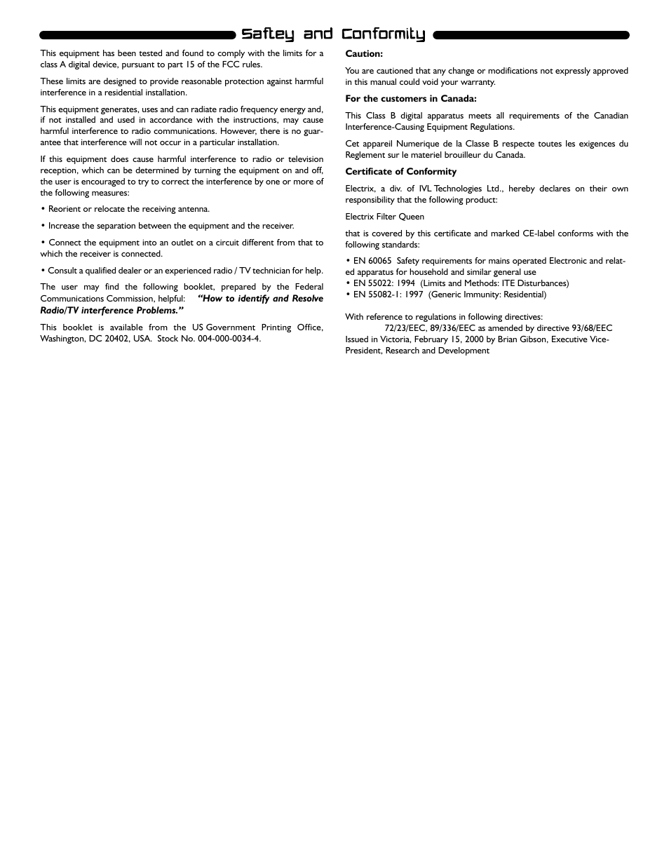 Electrix Filter Queen User Manual | Page 18 / 18