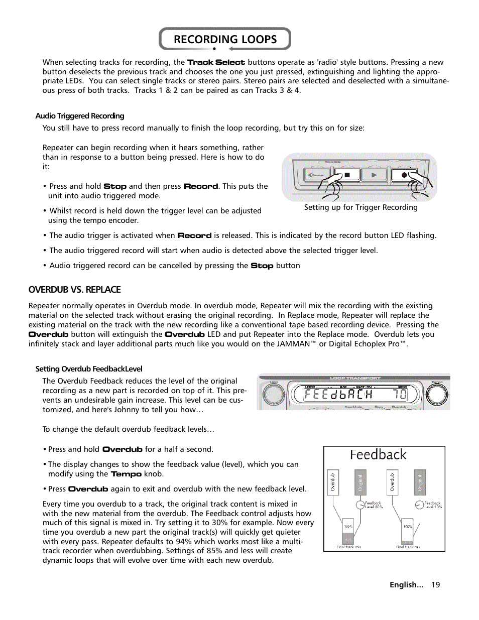 Recording loops | Electrix Repeater User Manual | Page 19 / 48