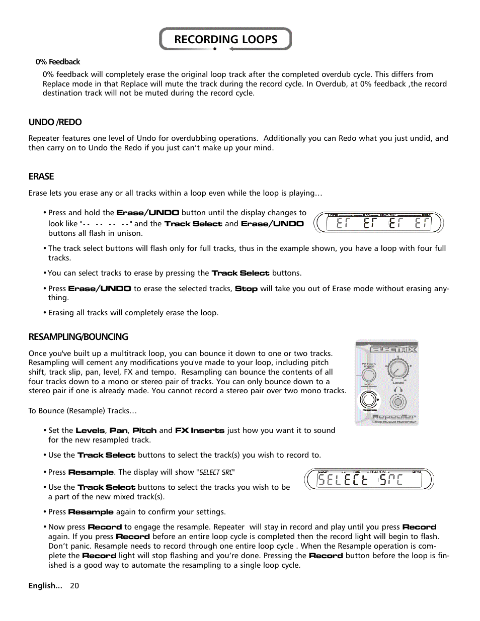 Recording loops | Electrix Repeater User Manual | Page 20 / 48