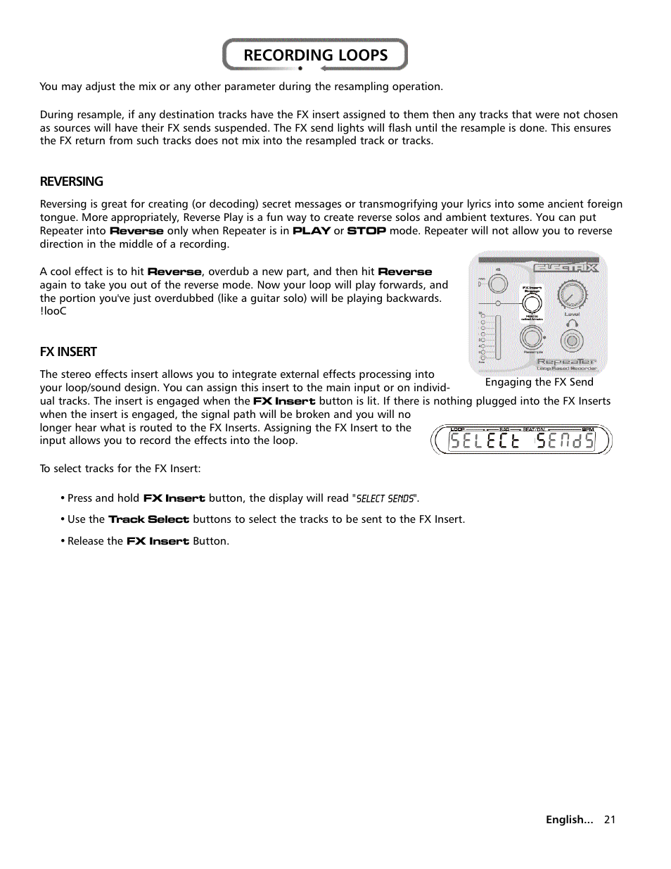 Recording loops | Electrix Repeater User Manual | Page 21 / 48