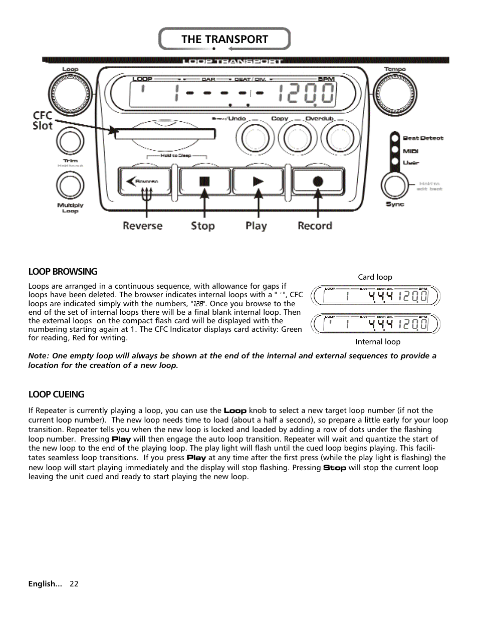 The transport | Electrix Repeater User Manual | Page 22 / 48