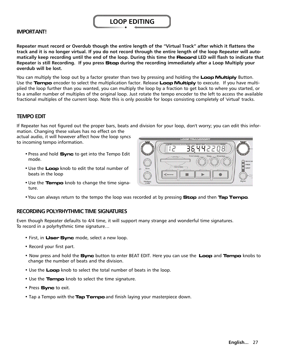 Loop editing | Electrix Repeater User Manual | Page 27 / 48