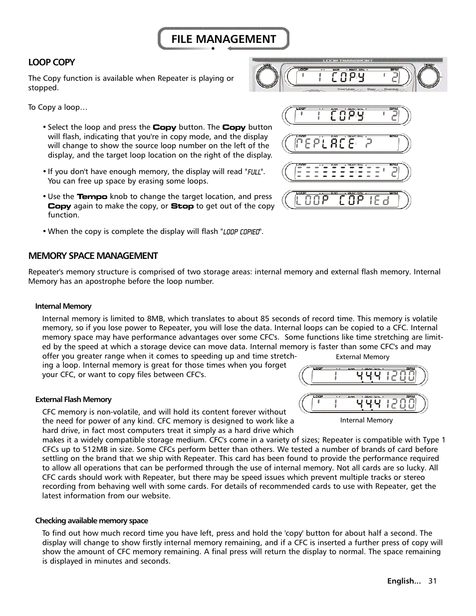 File management | Electrix Repeater User Manual | Page 31 / 48