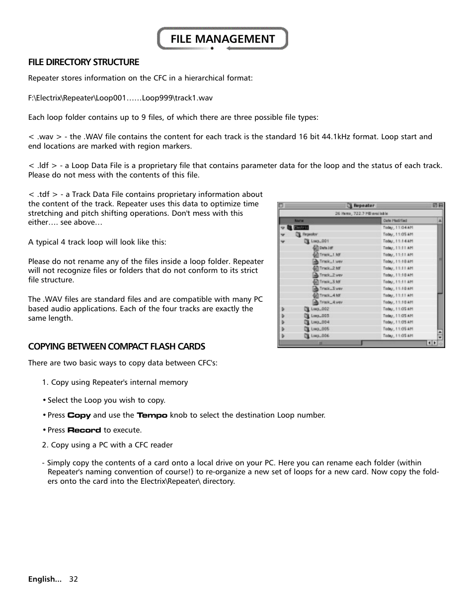 File management | Electrix Repeater User Manual | Page 32 / 48