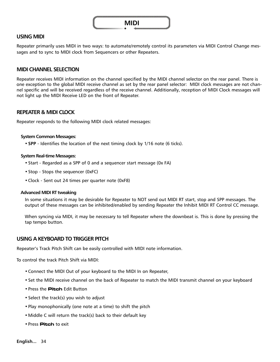 Midi | Electrix Repeater User Manual | Page 34 / 48