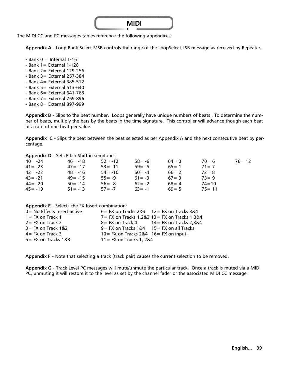 Midi | Electrix Repeater User Manual | Page 39 / 48