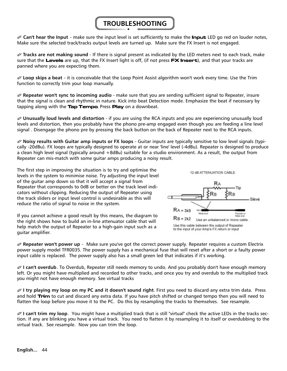 Troubleshooting | Electrix Repeater User Manual | Page 44 / 48