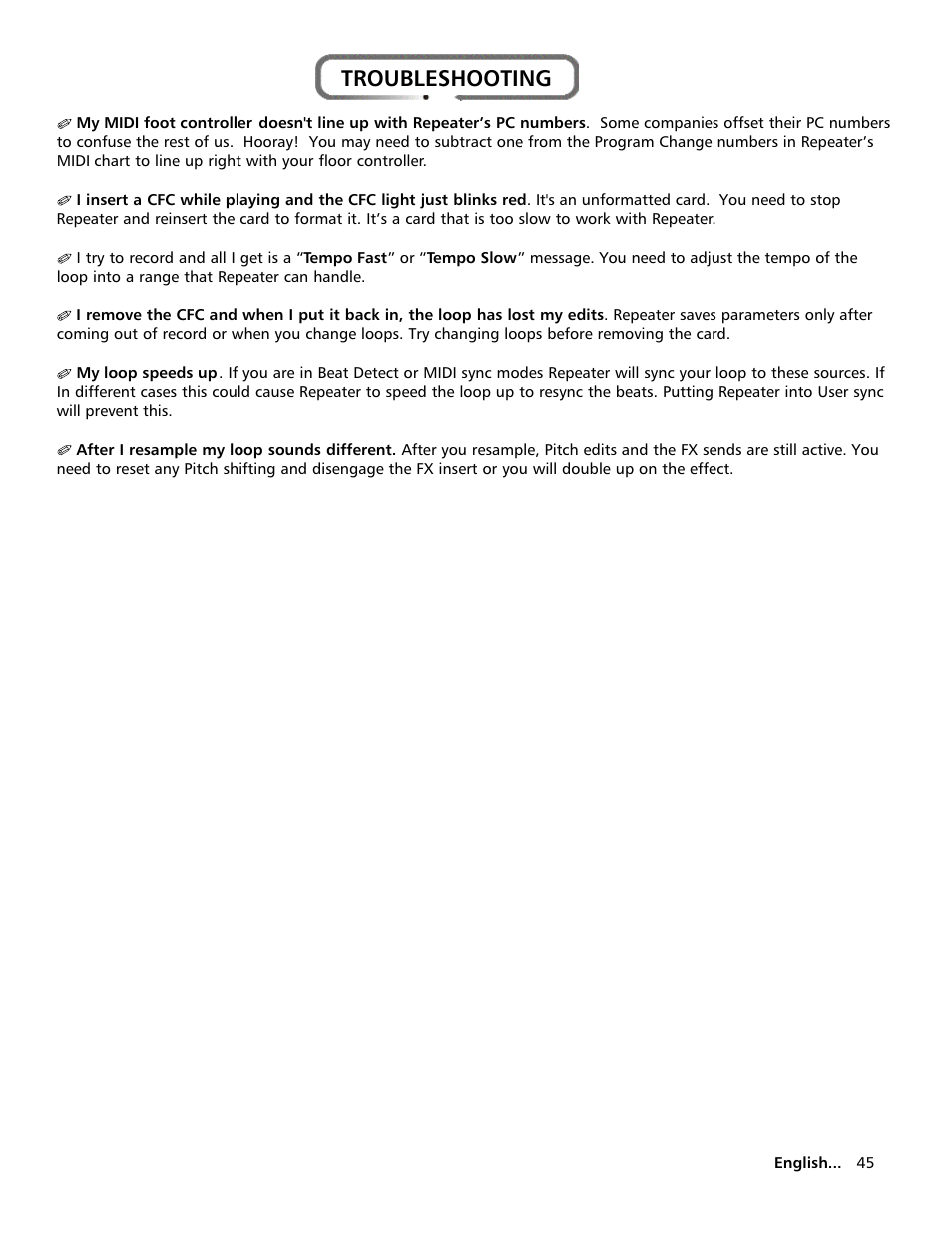 Troubleshooting | Electrix Repeater User Manual | Page 45 / 48