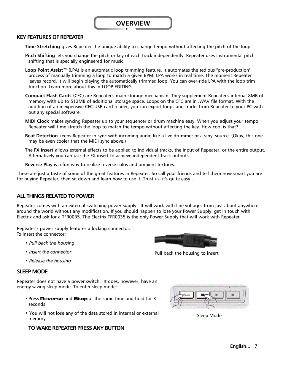 Overview | Electrix Repeater User Manual | Page 7 / 48