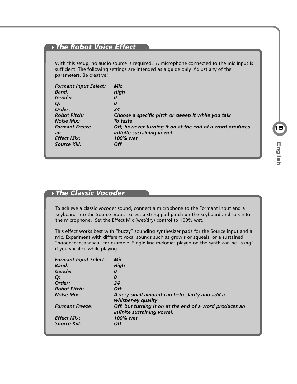 The robot voice effect, The classic vocoder | Electrix Warp Factory User Manual | Page 14 / 17
