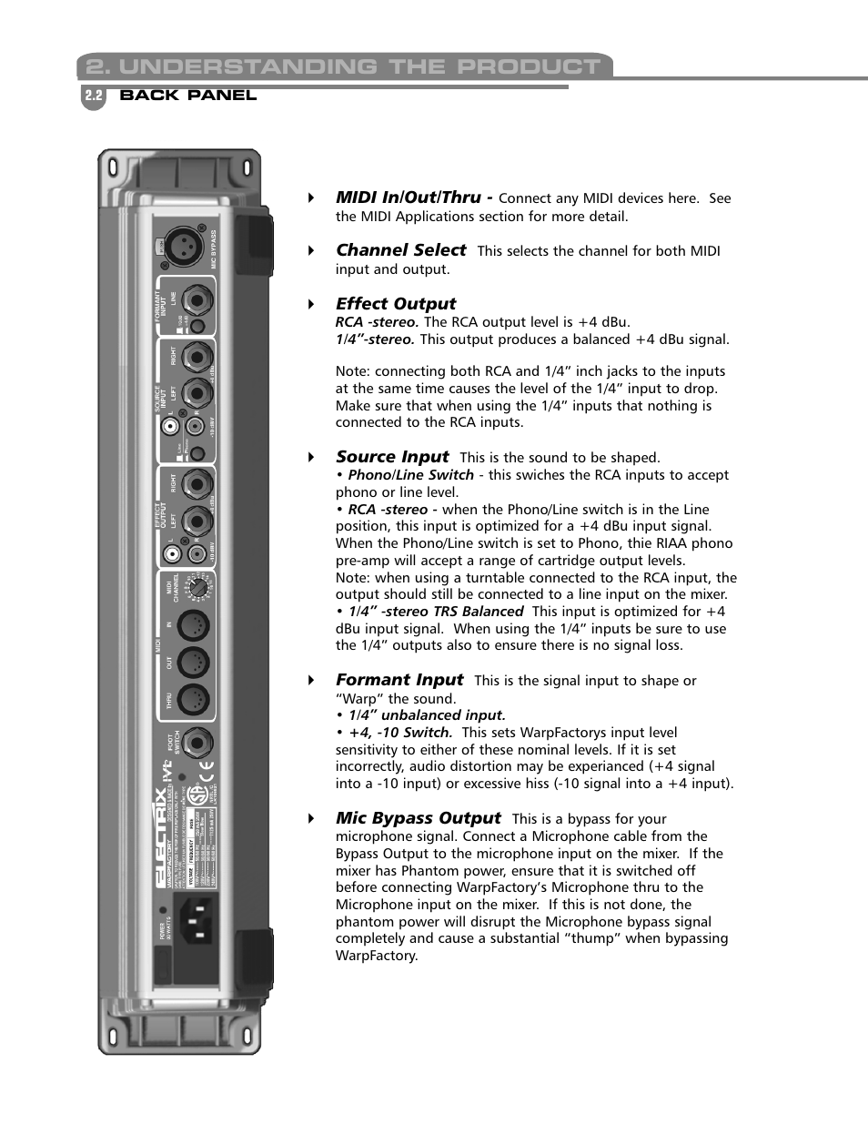Understanding the product | Electrix Warp Factory User Manual | Page 9 / 17