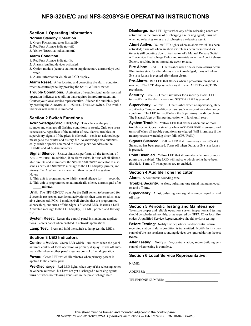 Notifier NFS-320 User Manual | 1 page