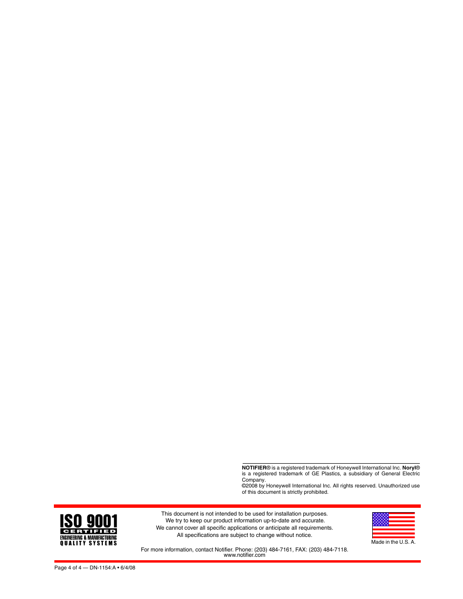 Notifier 1451 4-Wire User Manual | Page 4 / 4