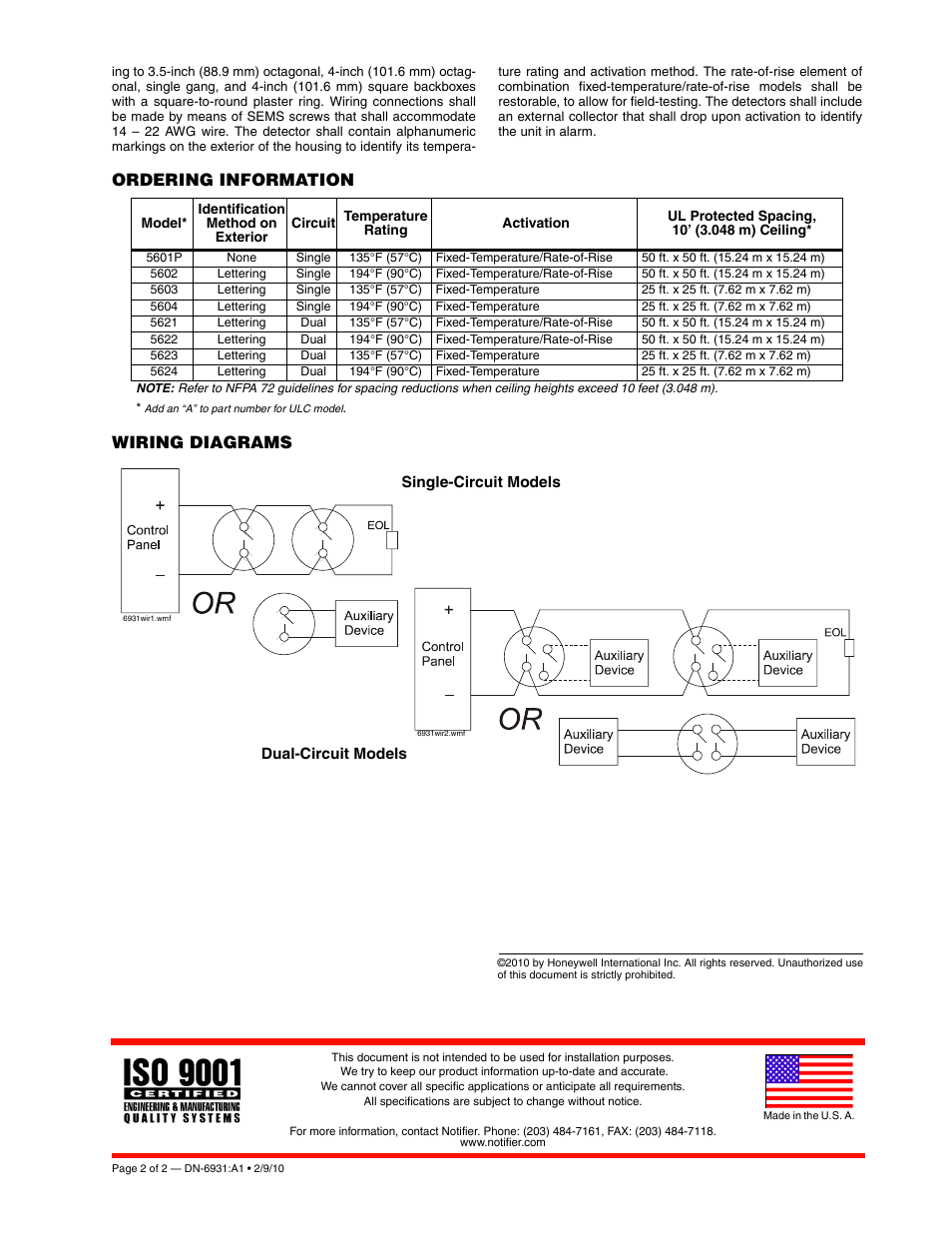 Ordering information wiring diagrams | Notifier 5600 Series User Manual | Page 2 / 2