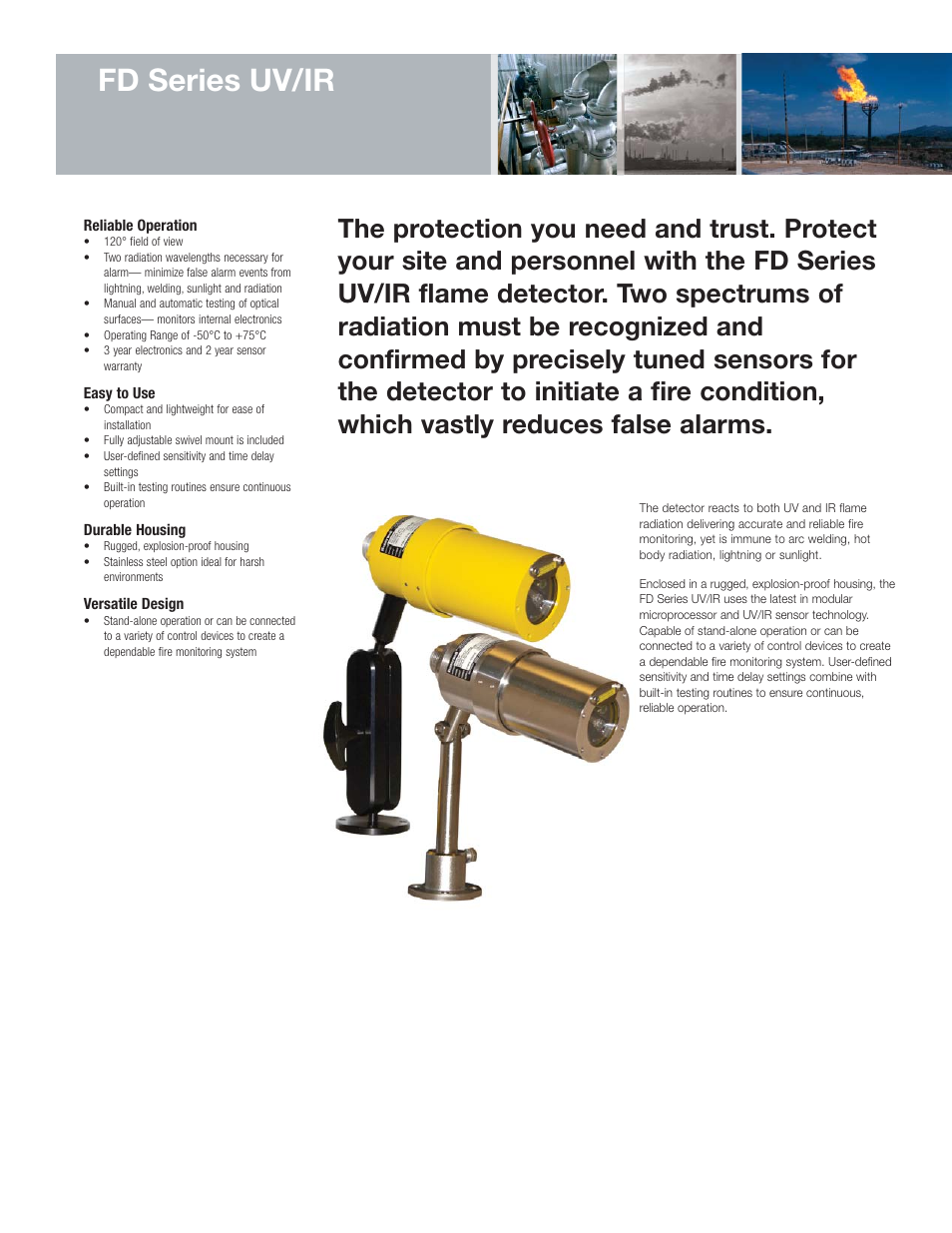 Fd series uv/ir | Notifier FD Series UV/IR Flame Detector User Manual | Page 2 / 4