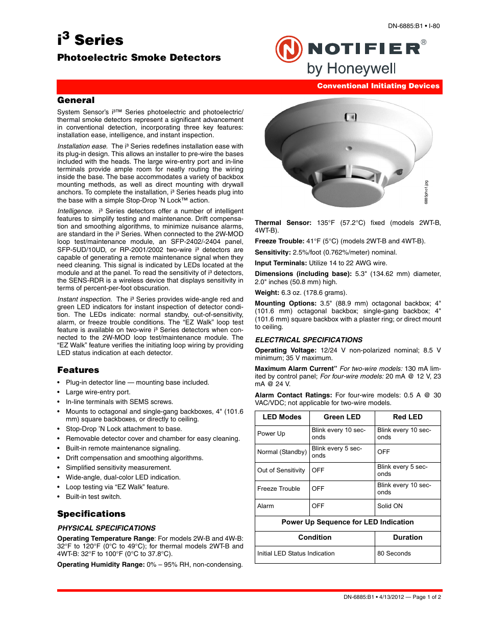 Notifier I3 Series User Manual | 2 pages