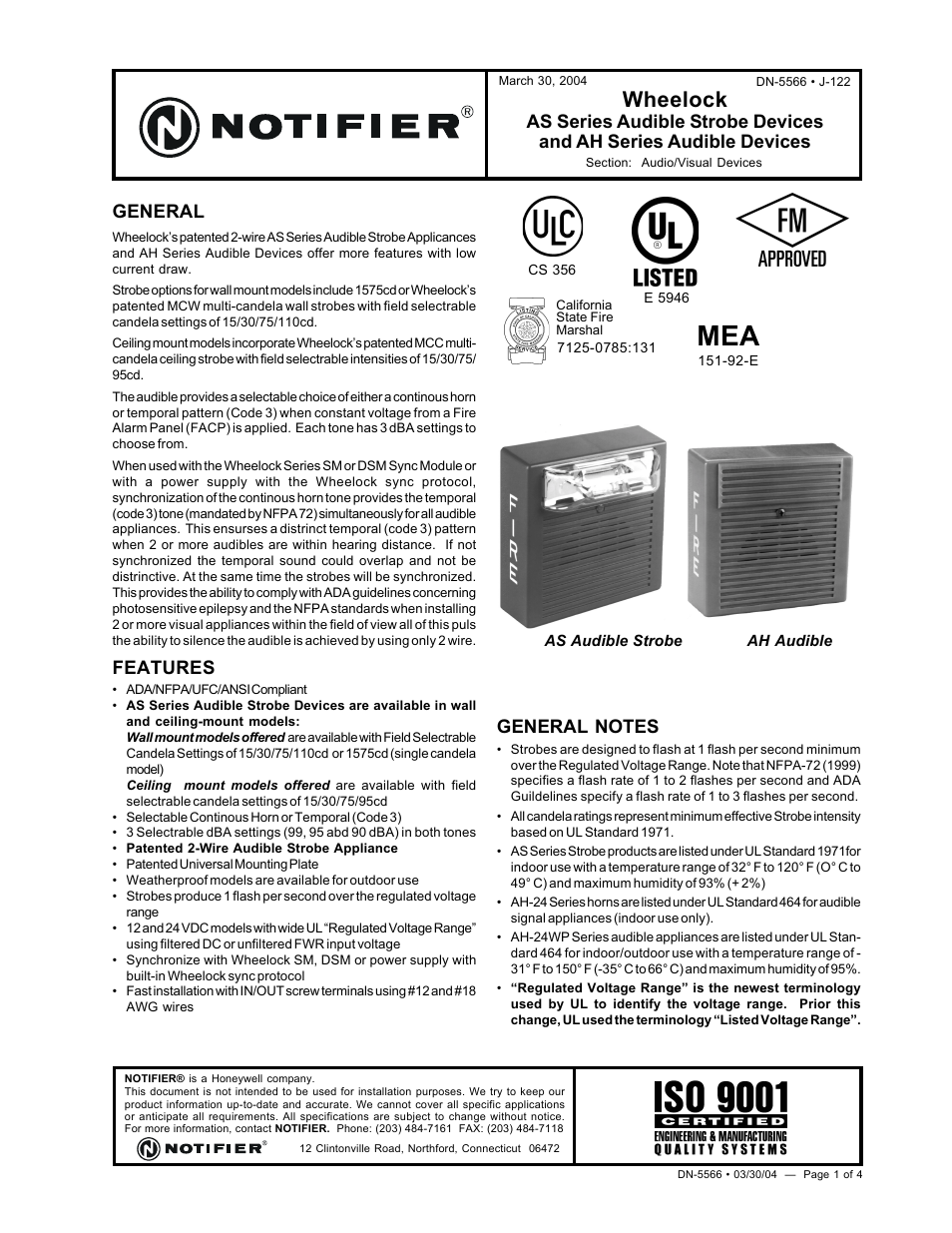 Notifier AH Series User Manual | 4 pages