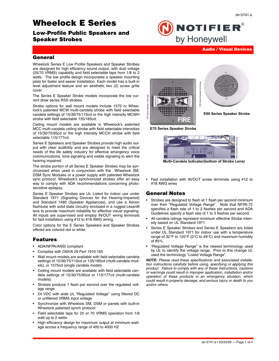 Notifier E Series User Manual | 4 pages