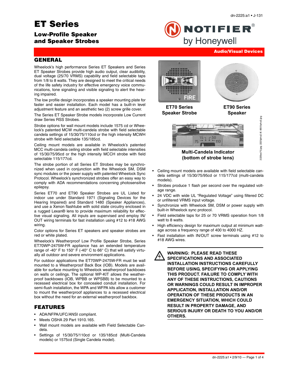 Notifier ET Series User Manual | 4 pages
