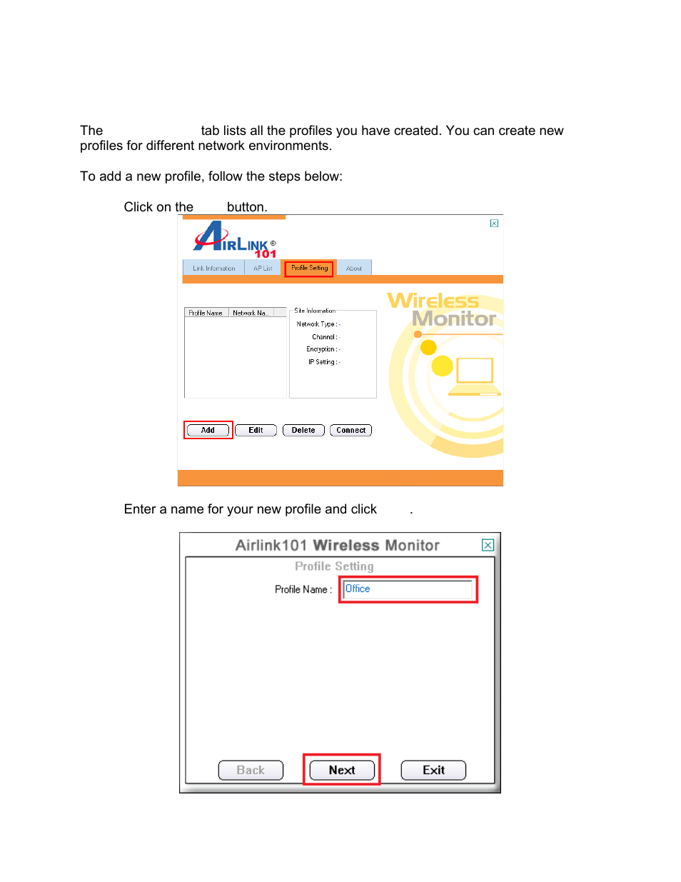 4 profile setting | Airlink101 AWLL7025 User Manual | Page 22 / 36