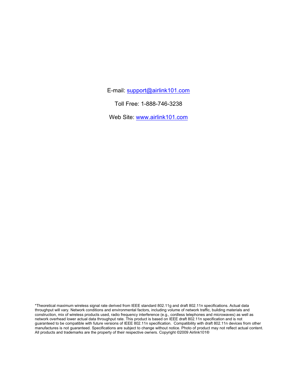 Technical support | Airlink101 AWLL7025 User Manual | Page 36 / 36