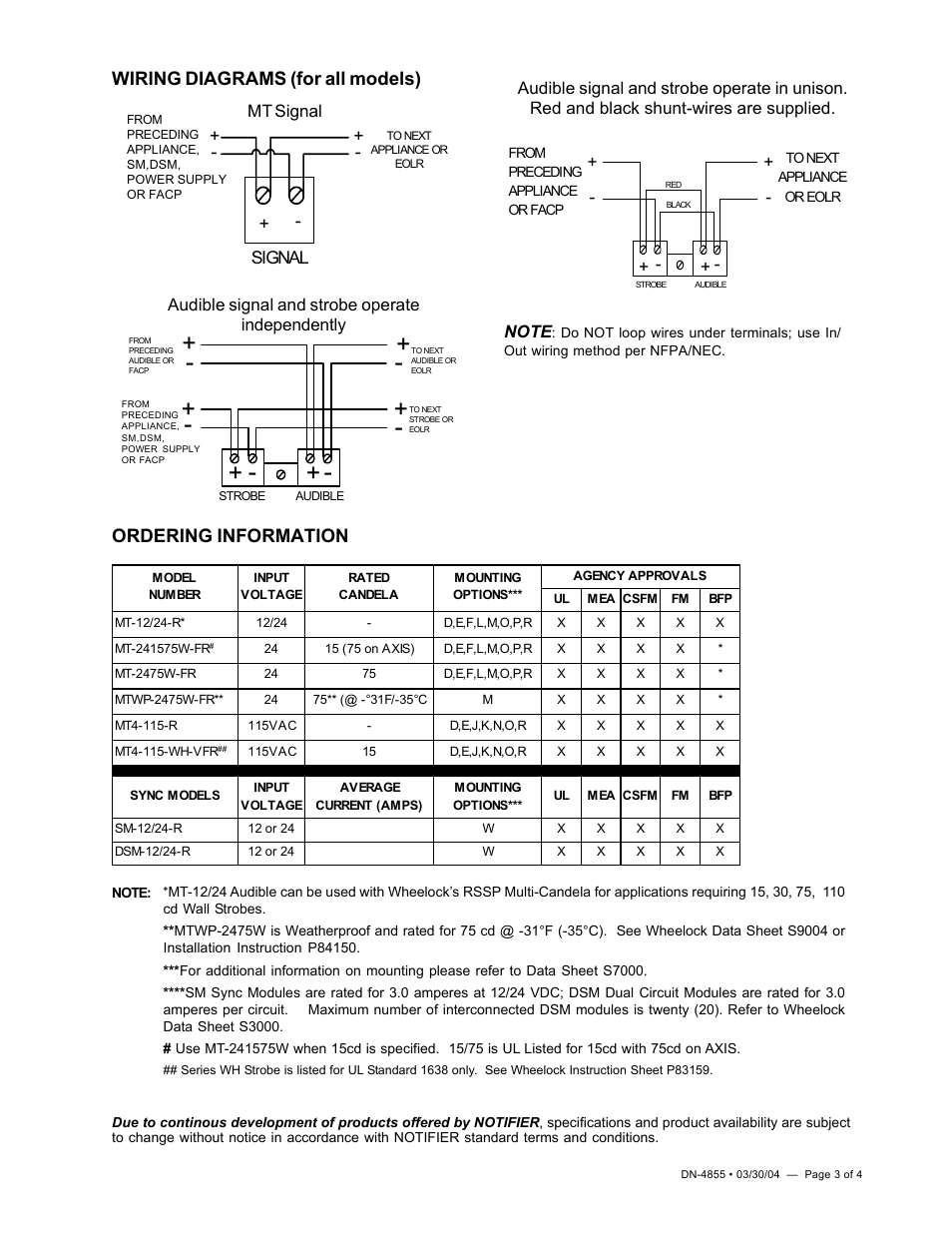 Signal, Mt signal | Notifier Series MT User Manual | Page 3 / 4