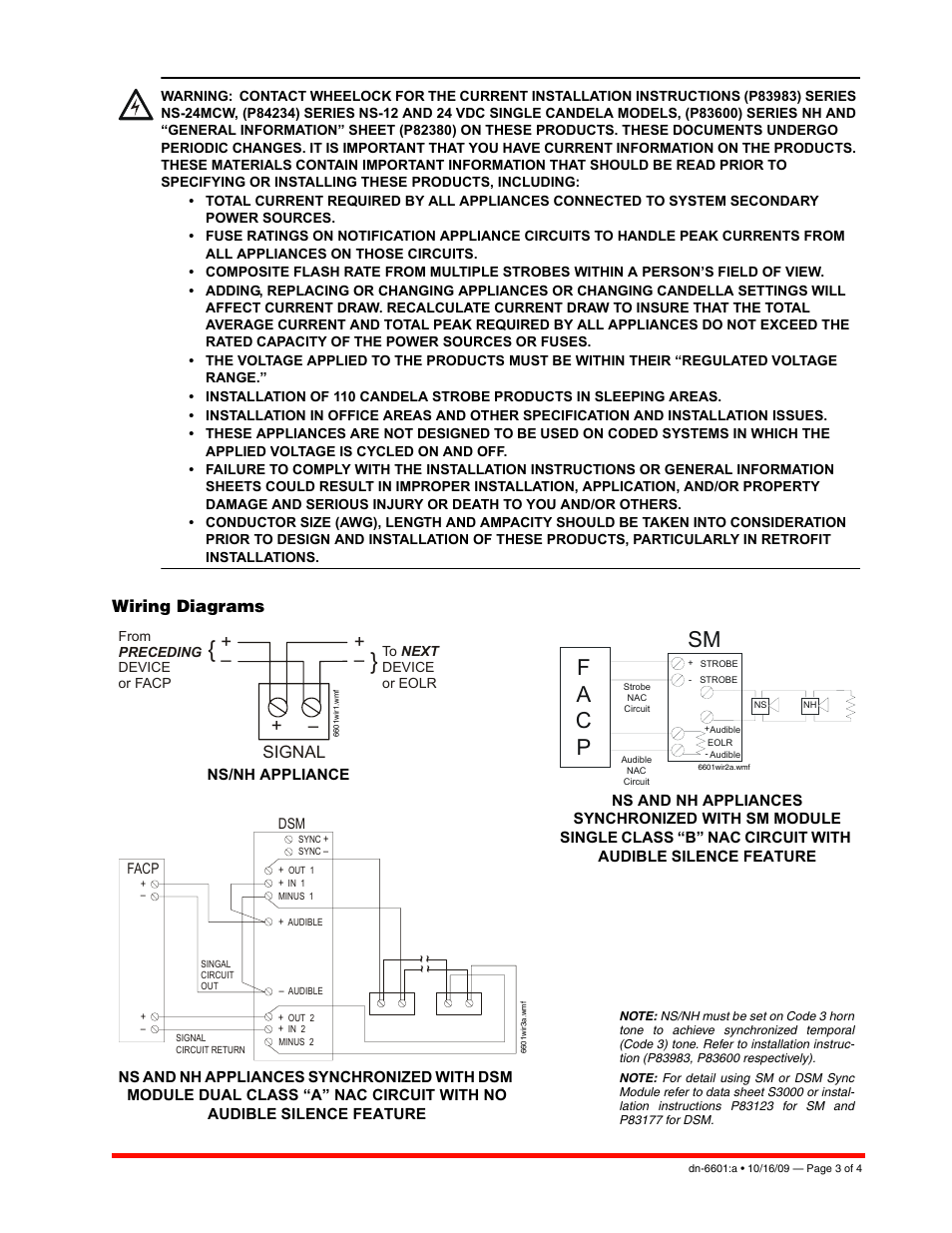 Wiring diagrams, Signal | Notifier Wheelock NH Series Horns User Manual | Page 3 / 4