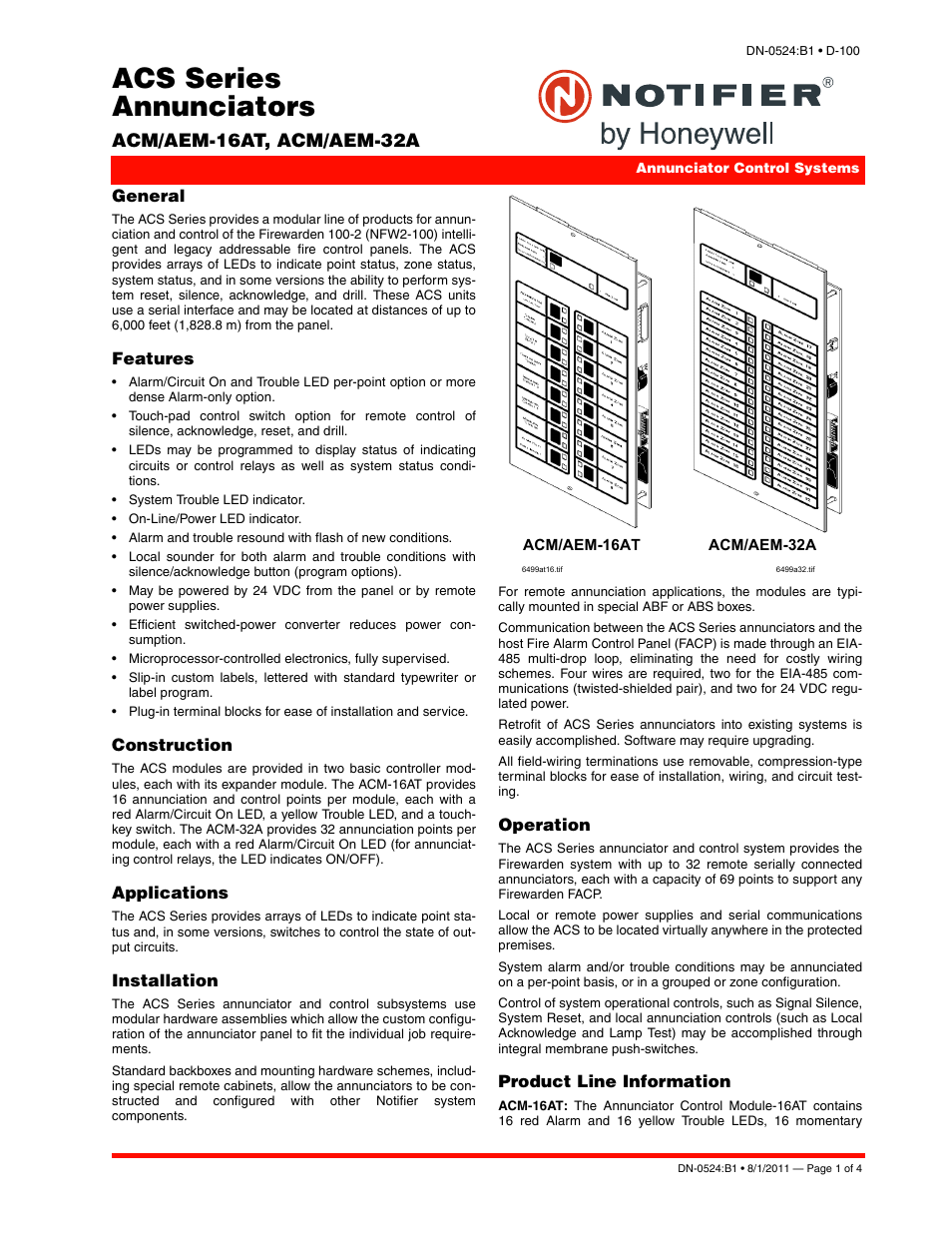 Notifier ACM/AEM-32A User Manual | 4 pages