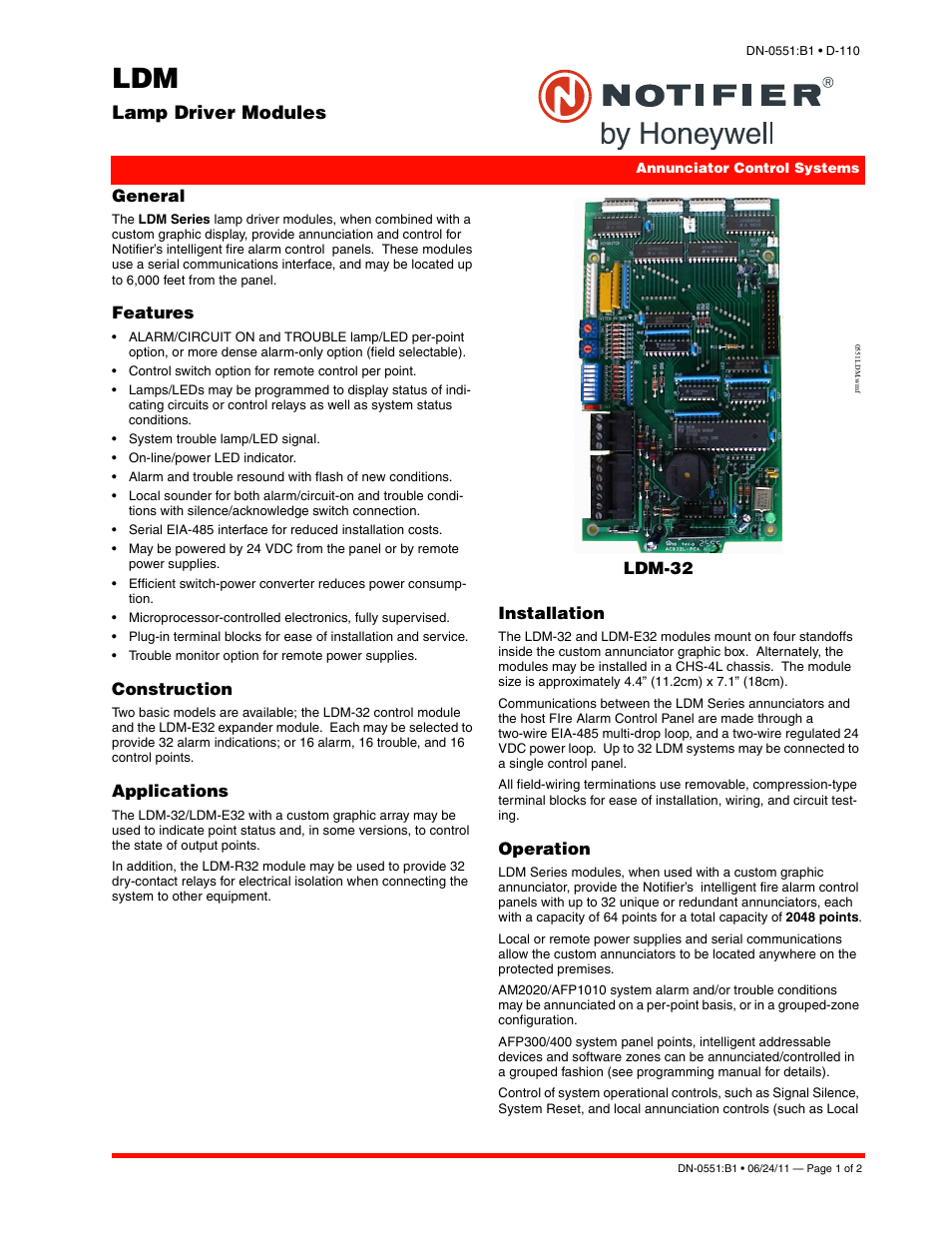 Notifier LDM User Manual | 2 pages