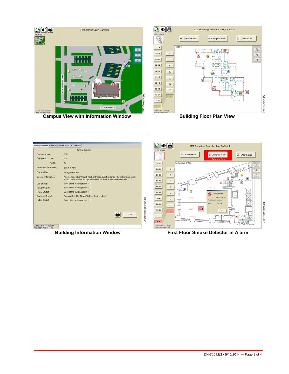 Campus view with information window, Building floor plan view | Notifier ONYX FirstVisio User Manual | Page 3 / 4