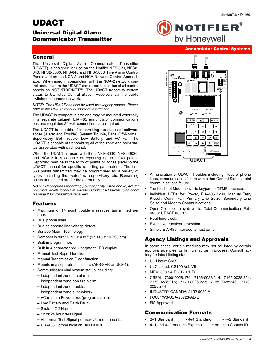 Notifier UDACT User Manual | 4 pages