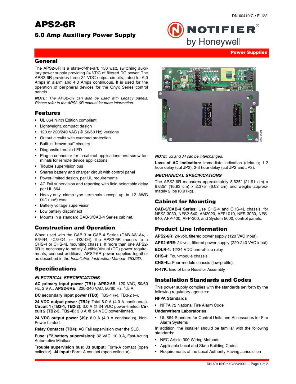 Notifier APS2-6R 6.0 User Manual | 2 pages
