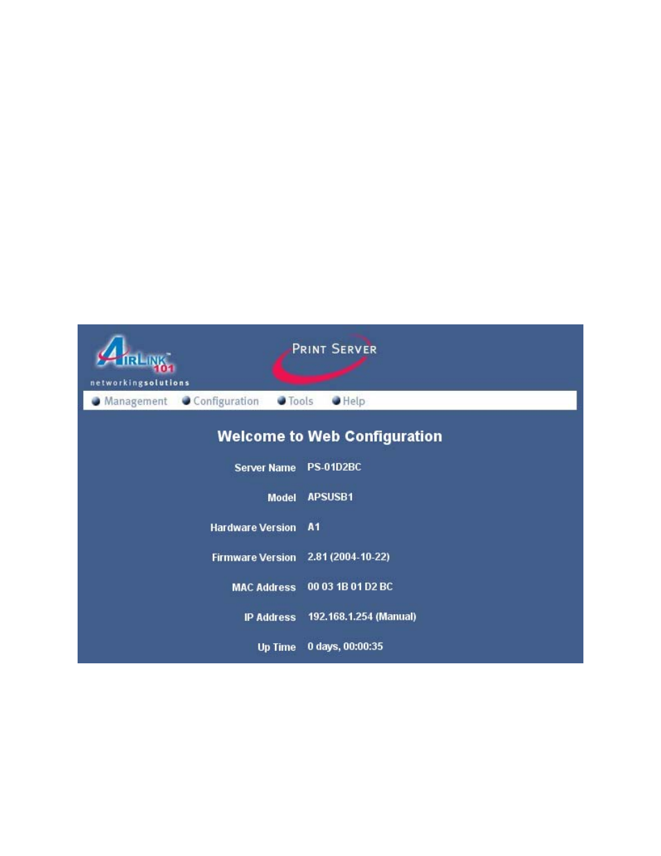 Using the web configuration utility | Airlink101 APSUSB1 User Manual | Page 17 / 35