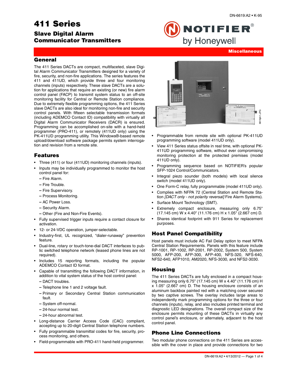 Notifier 411 Series User Manual | 4 pages