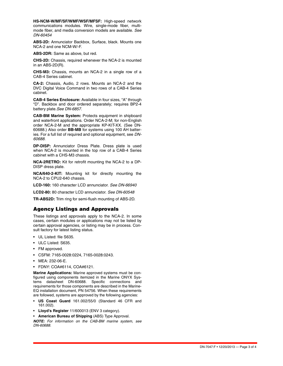 Agency listings and approvals | Notifier NCA-2 User Manual | Page 3 / 4