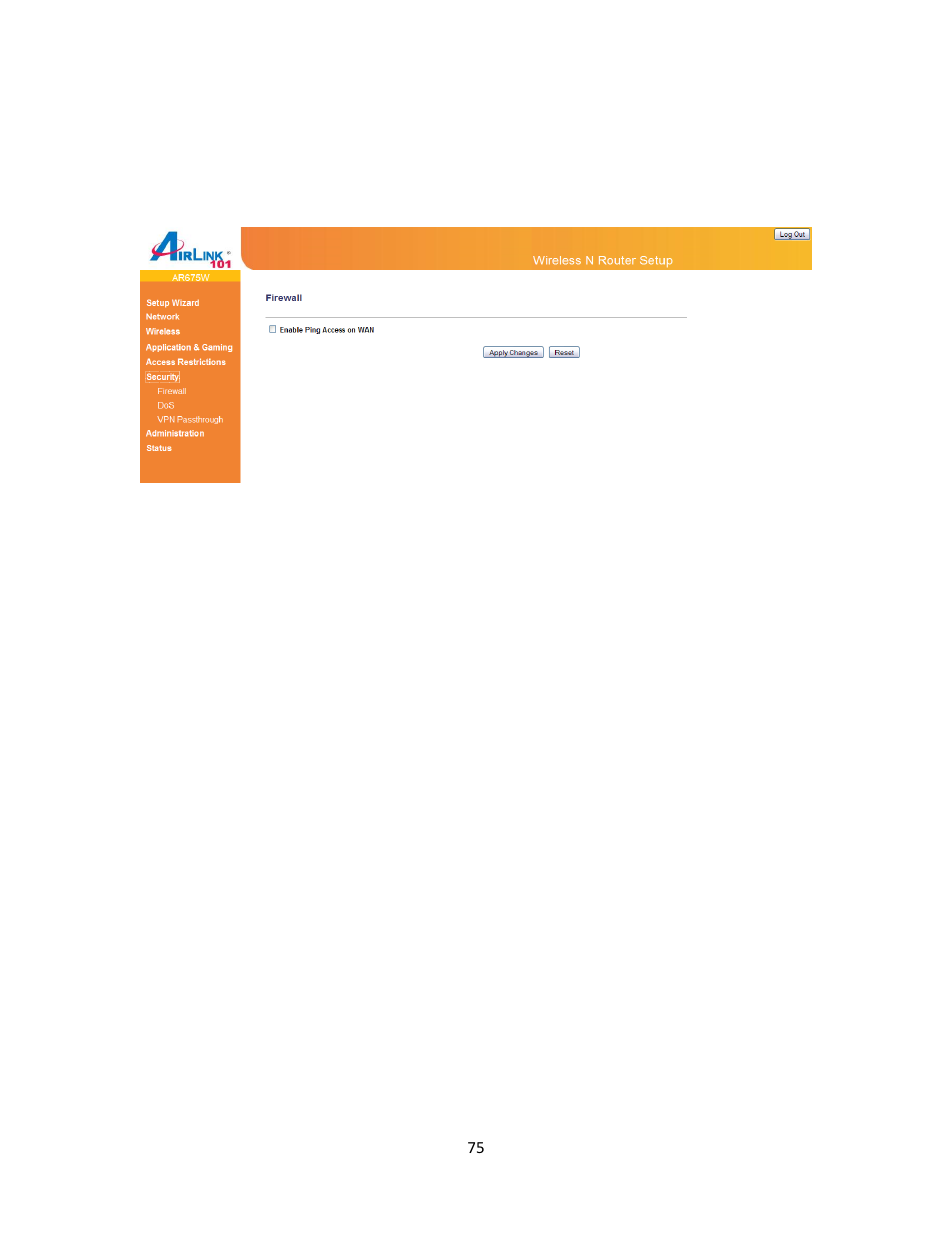 5 security | Airlink101 AR675W User Manual | Page 75 / 87
