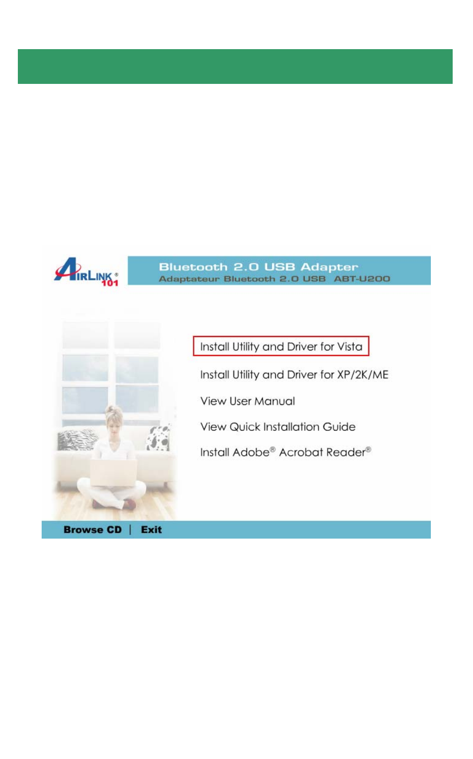 Installing the software in windows vista | Airlink101 ABT-U200 User Manual | Page 7 / 11