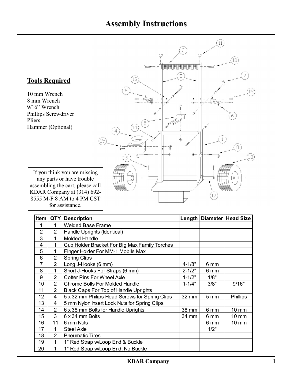 Assembly instructions, Tools required | Hot Max Torches 100MC User Manual | Page 2 / 8