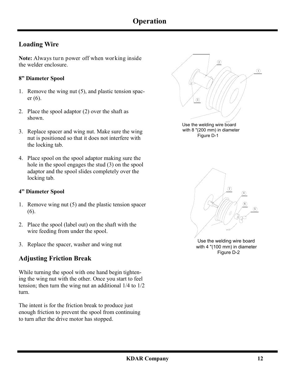 Operation, Loading wire, Adjusting friction break | Hot Max Torches 135WFG User Manual | Page 13 / 20