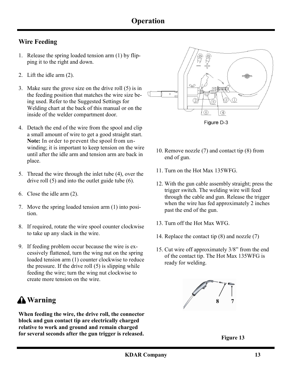 Operation, Warning | Hot Max Torches 135WFG User Manual | Page 14 / 20