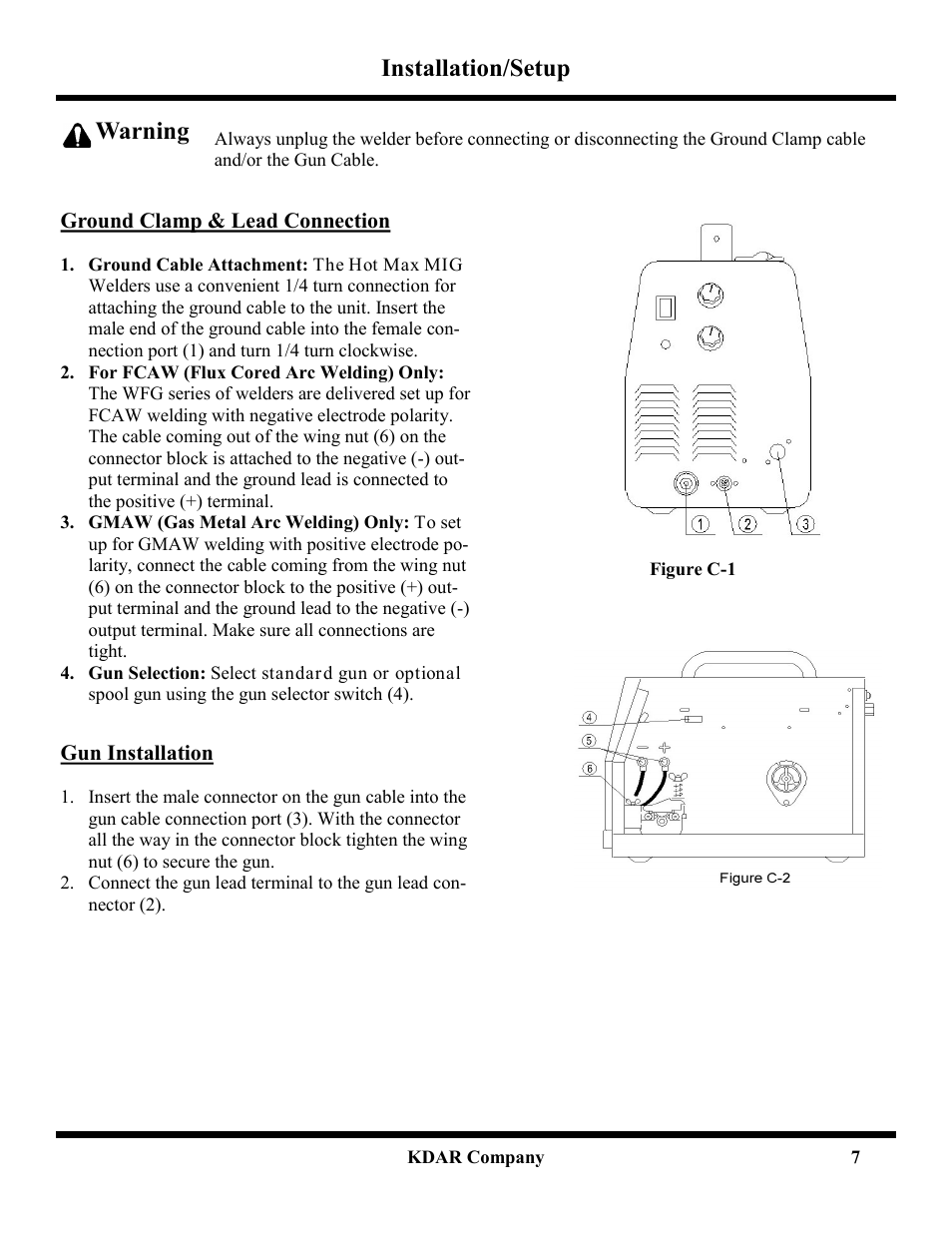 Installation/setup, Warning | Hot Max Torches 135WFG User Manual | Page 8 / 20