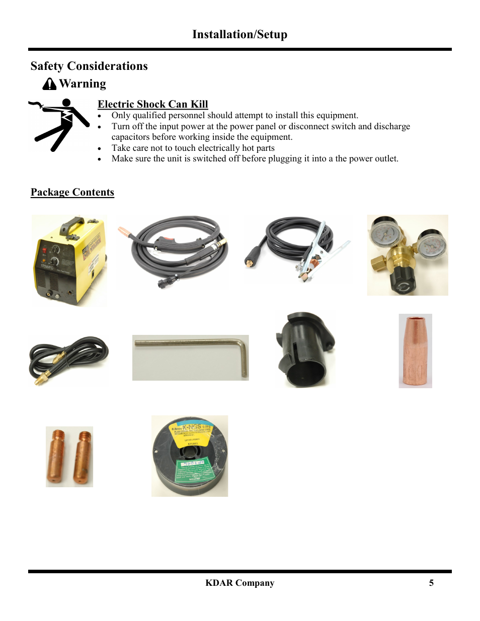 Installation/setup, Safety considerations warning | Hot Max Torches 175WFG User Manual | Page 6 / 20