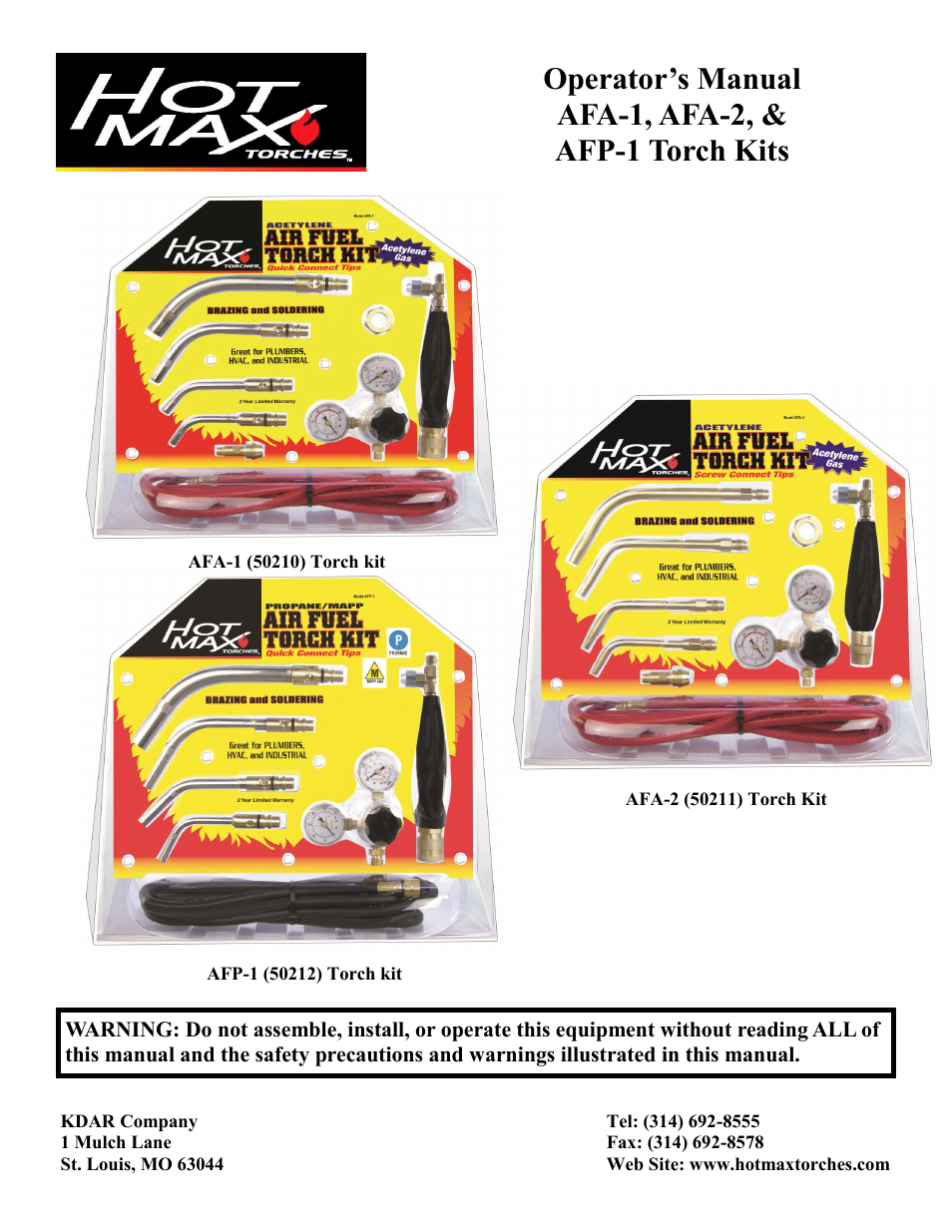 Hot Max Torches AFP User Manual | 9 pages