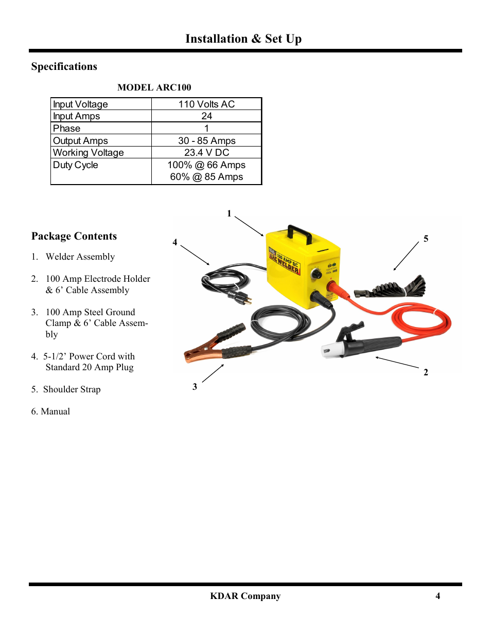 Installation & set up | Hot Max Torches ARC100 User Manual | Page 5 / 8