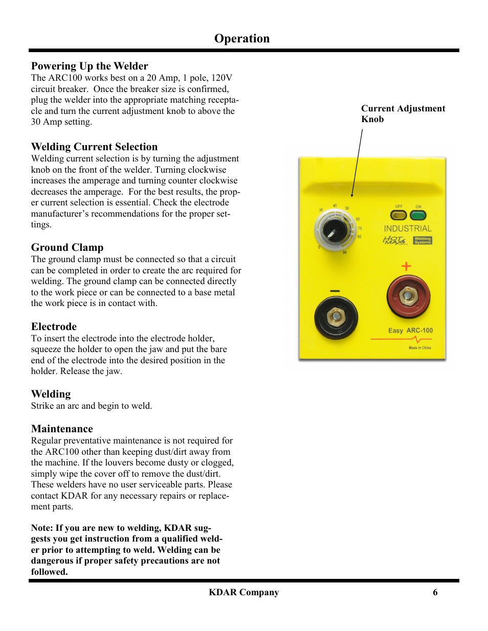 Operation | Hot Max Torches ARC100 User Manual | Page 7 / 8