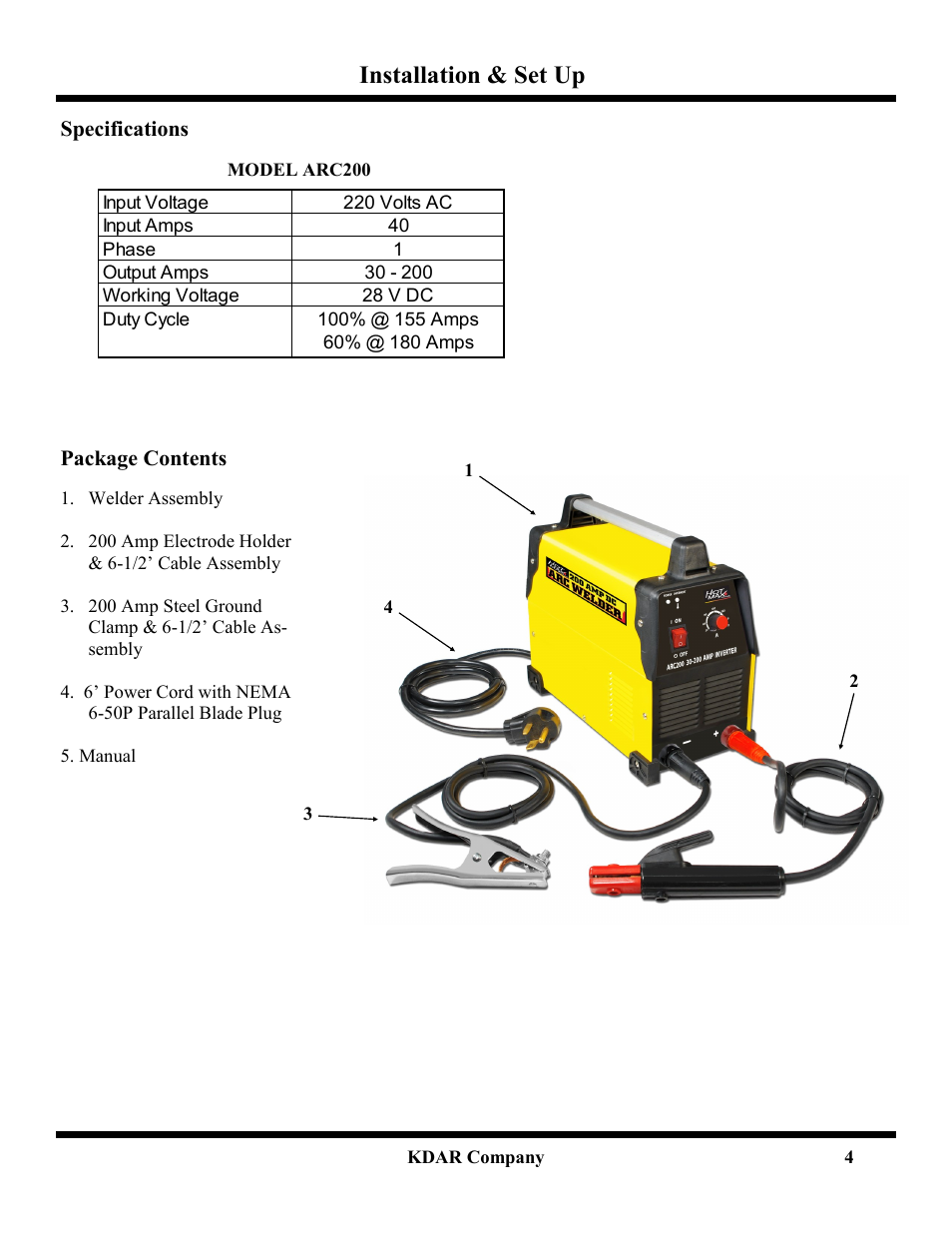 Installation & set up | Hot Max Torches ARC200 User Manual | Page 5 / 8