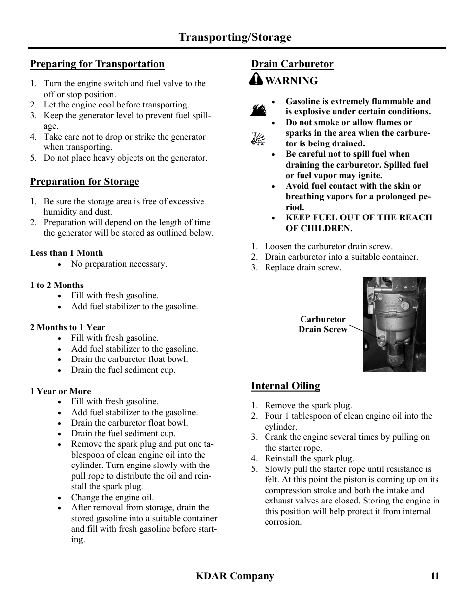 Transporting/storage | Hot Max Torches HM3500 User Manual | Page 12 / 16